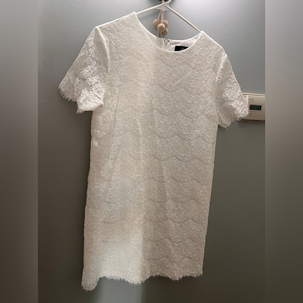 White lace mini dress